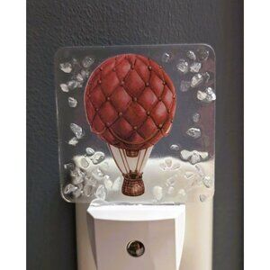 Night Light Square Hot Air Balloon Image Plug-In LED Warm White 3" NEW